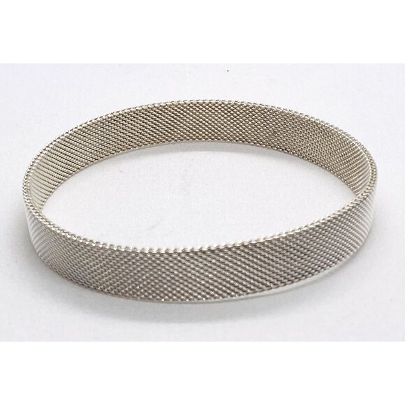 Tiffany & Co Somerset Firm Mesh Bangle Bracelet Sterling Silver 7.5